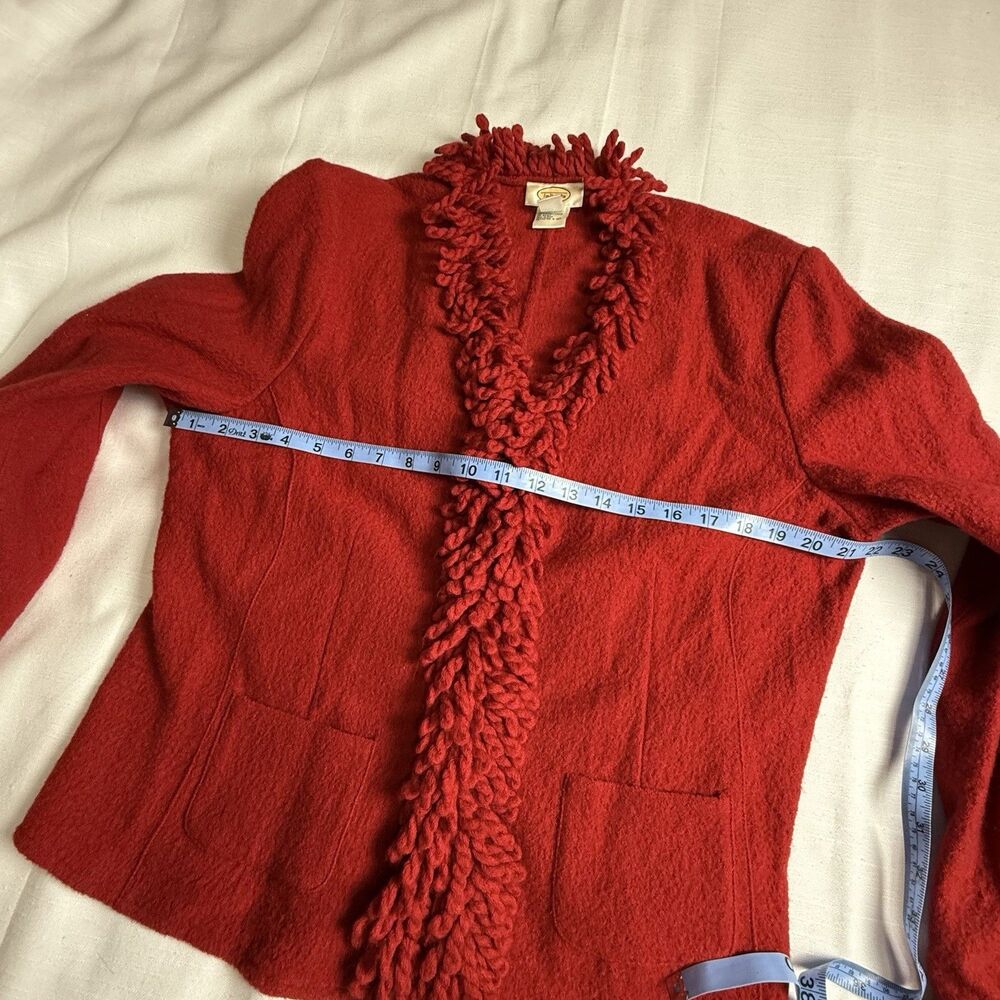 Vintage Talbots Red Boiled Fringe 100% Wool Cardi… - image 6